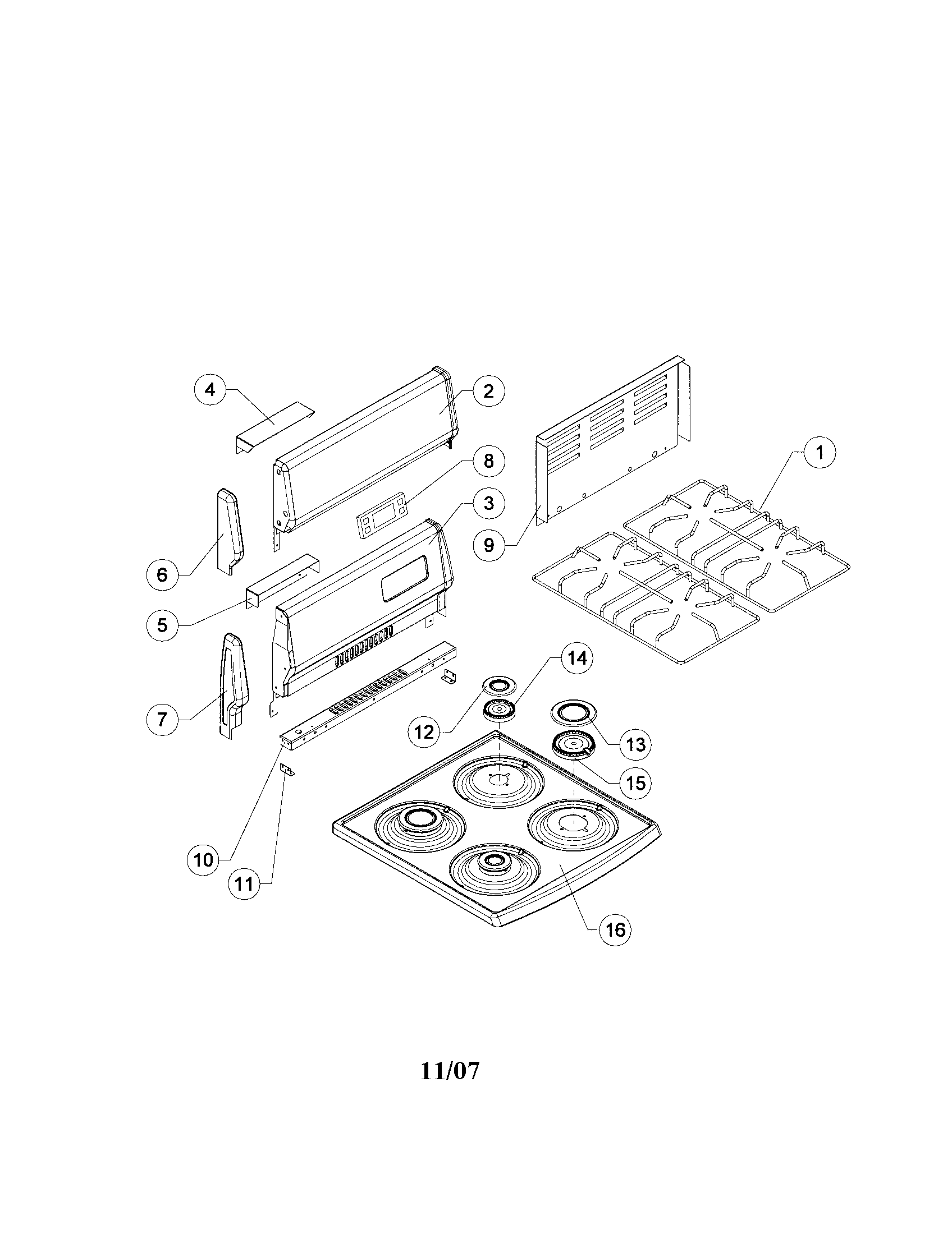 Cooktop and backguard