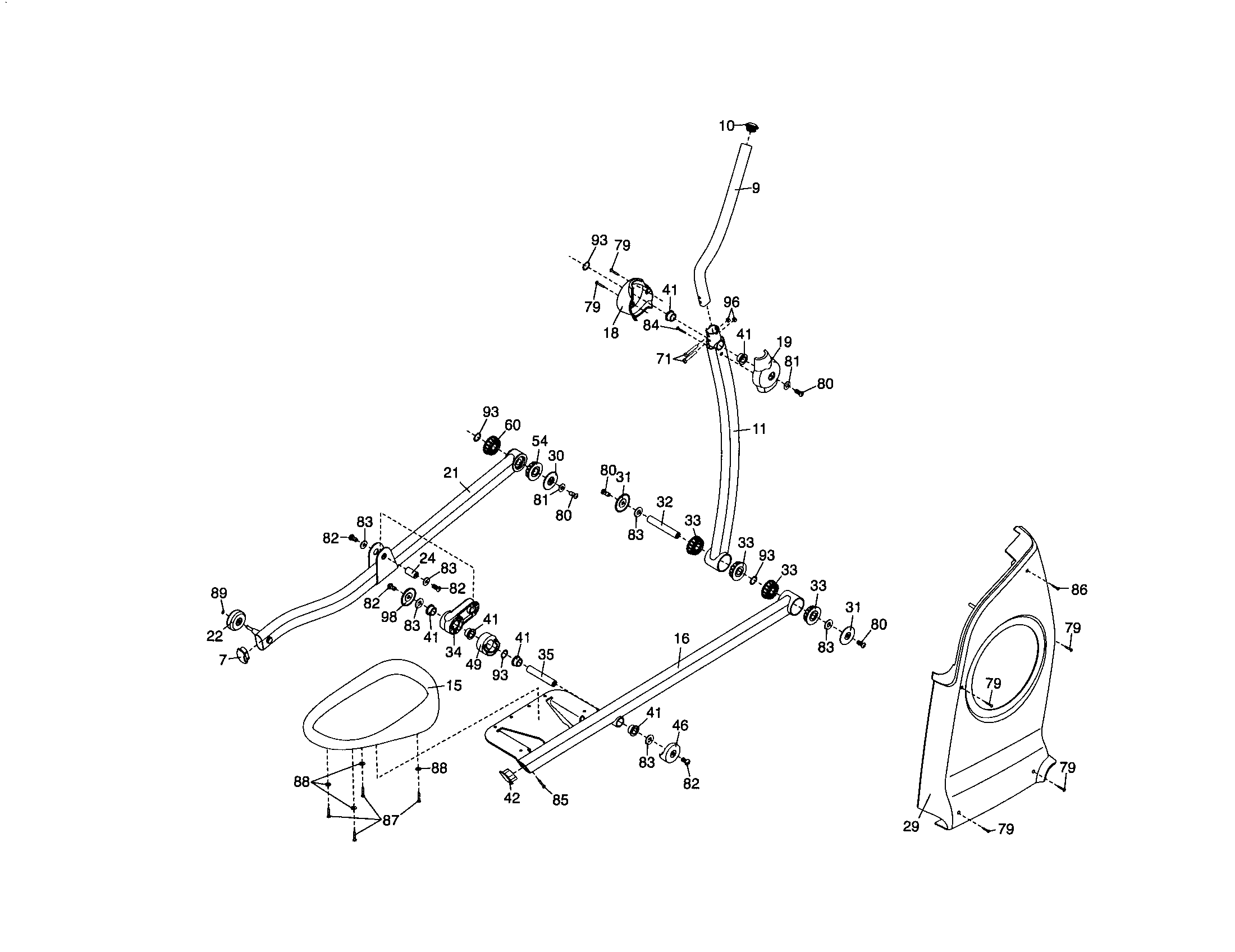 Right pedal/side shield/upright