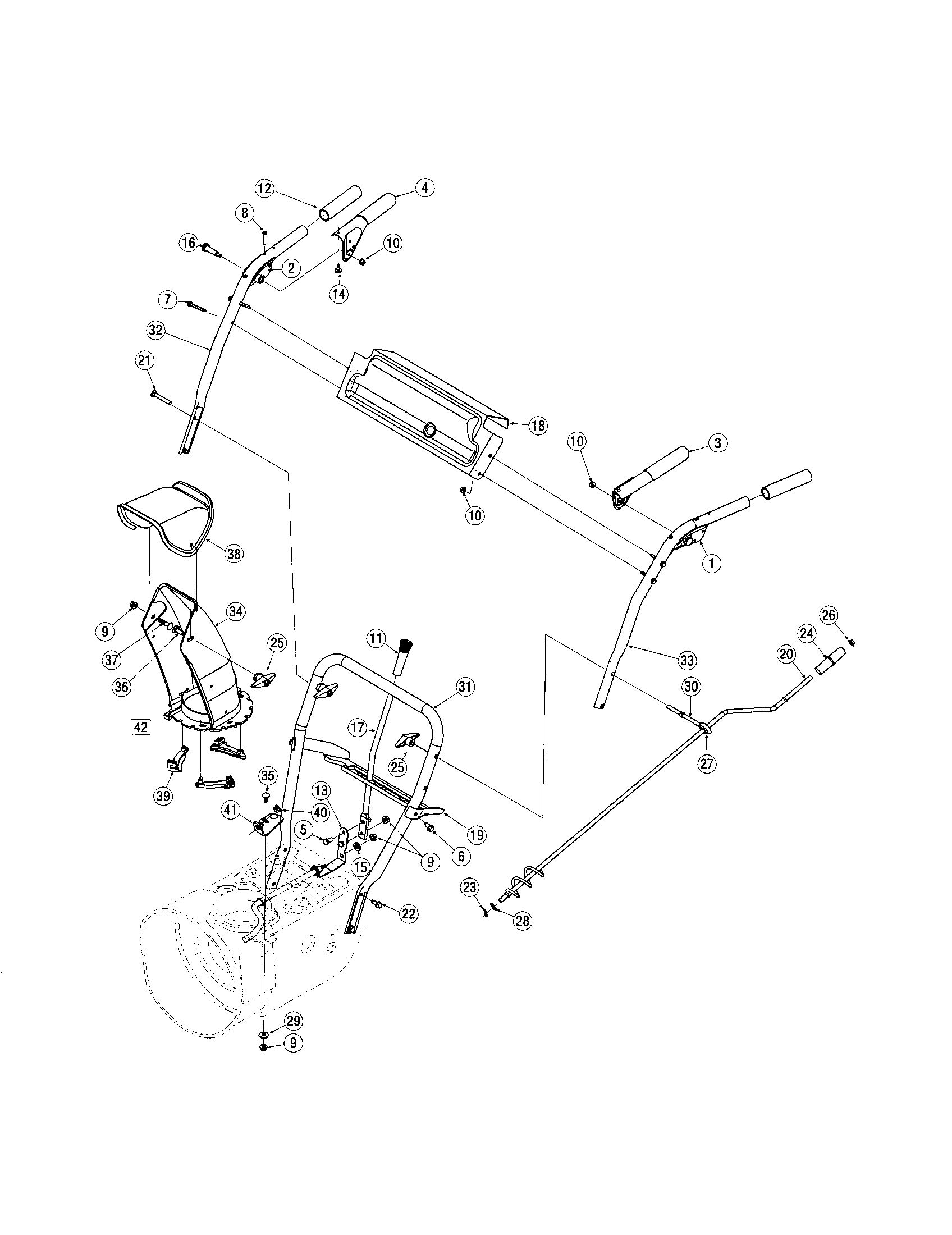 Handles/lower chute