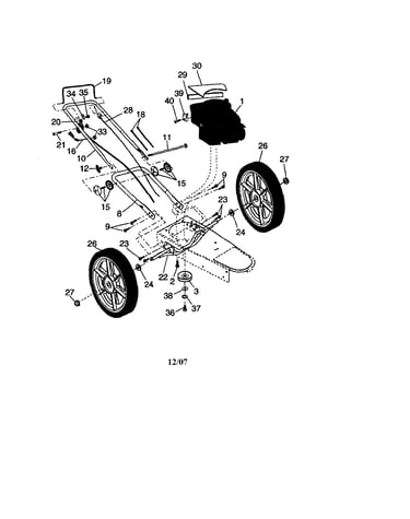 Engine/handle/wheels