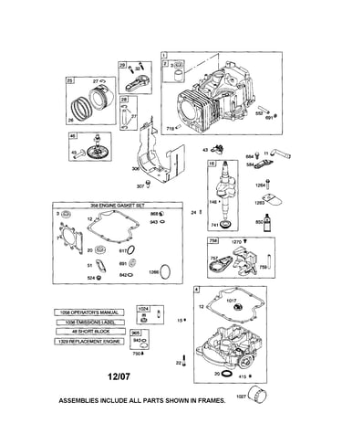 Cylinder/crankshaft/sump
