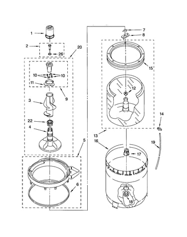 Agitator/basket/tub