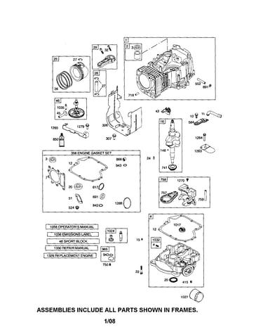 Cylinder/crankshaft/sump