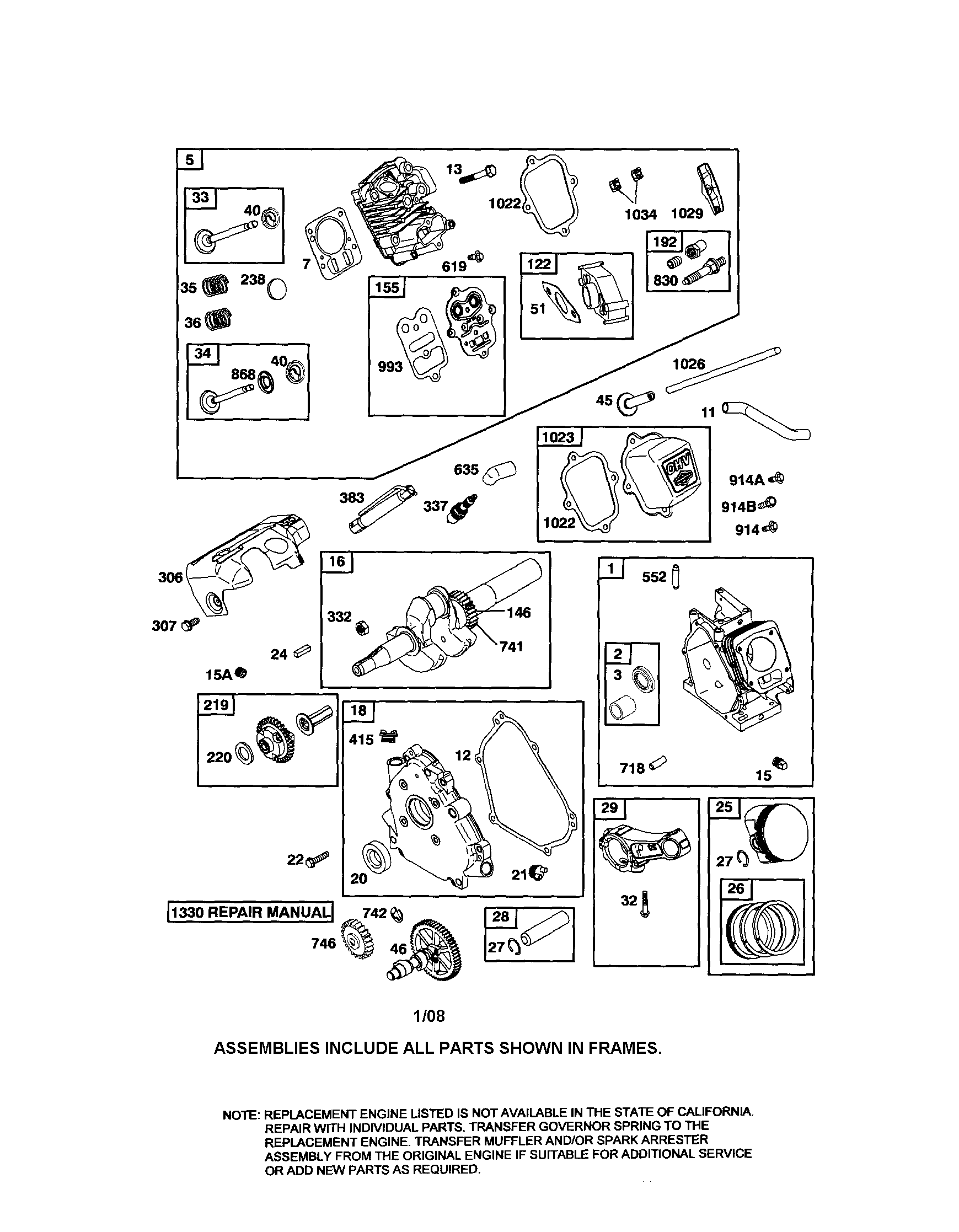 Head-cylinder/crankshaft/cylinder