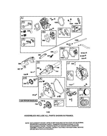 Head-cylinder/crankshaft/cylinder