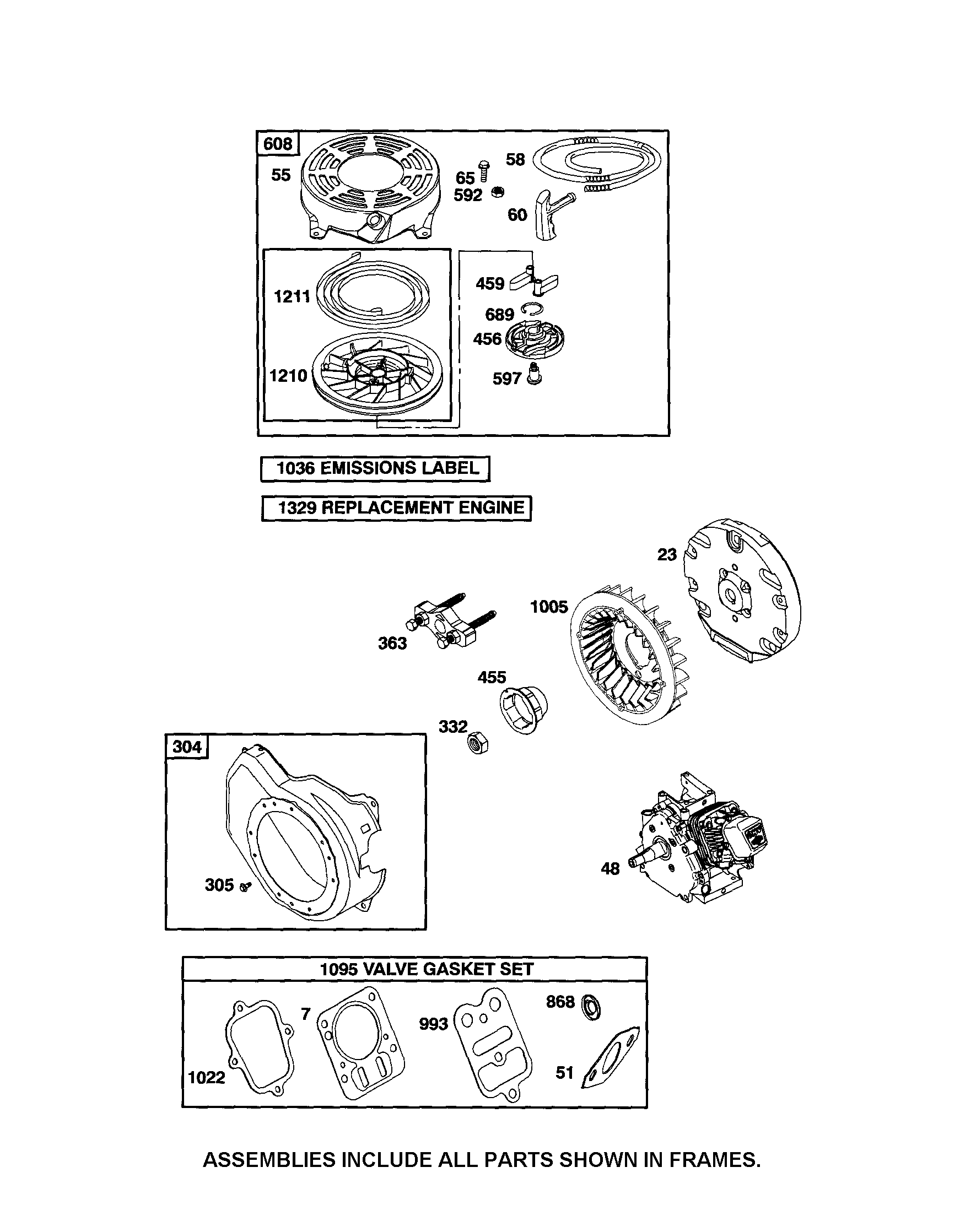 Rewind starter/blower housing