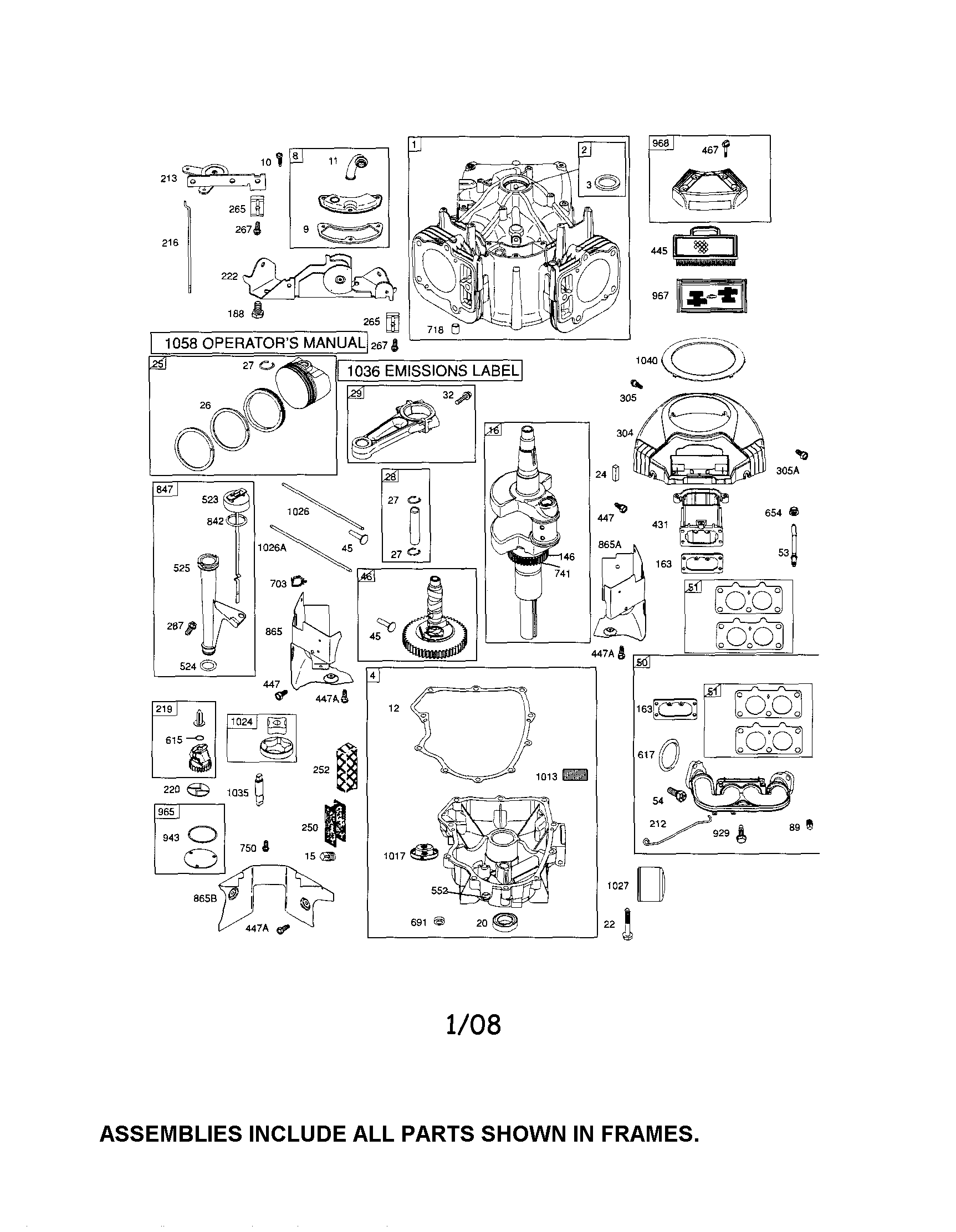 Cylinder/crankshaft/sump