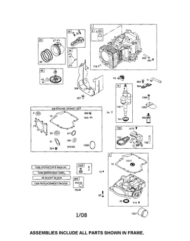 Cylinder/crankshaft/sump
