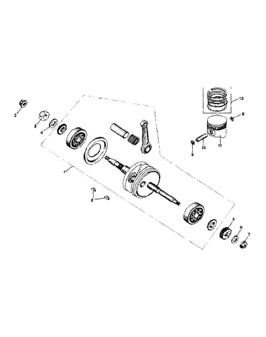 Piston/crank/conncting rod