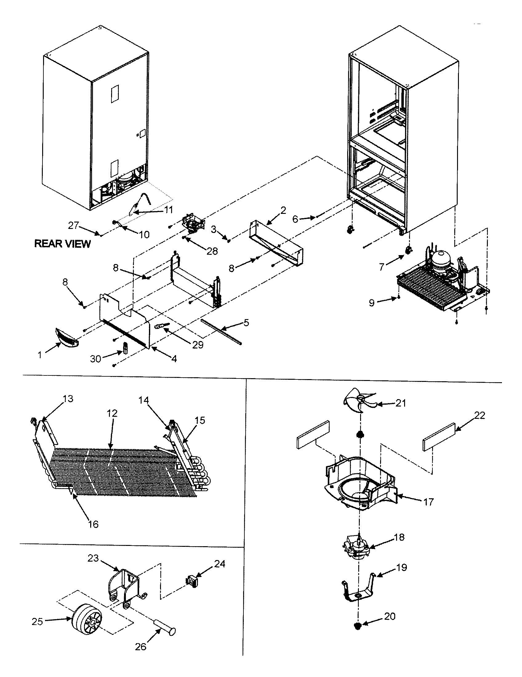 Evaporator/evap motor/rollers
