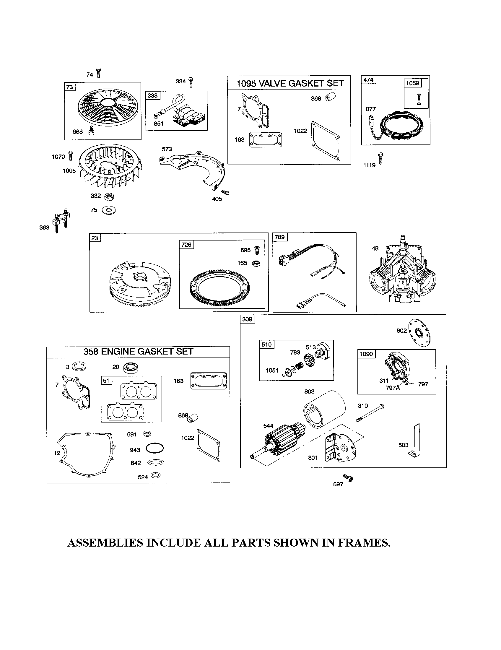 Starter motor/flywheel/alternator