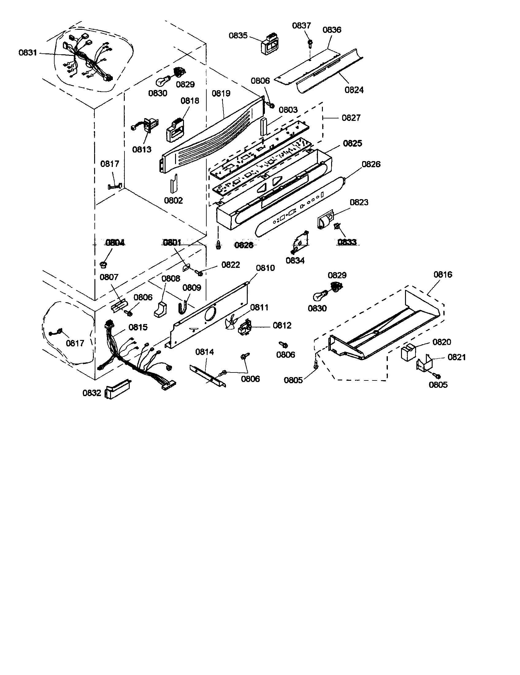 Control panel/freezer harness