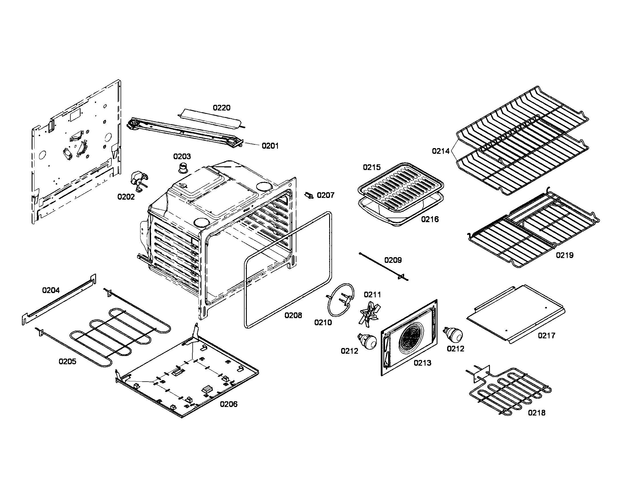 Cabinet/burner/racks