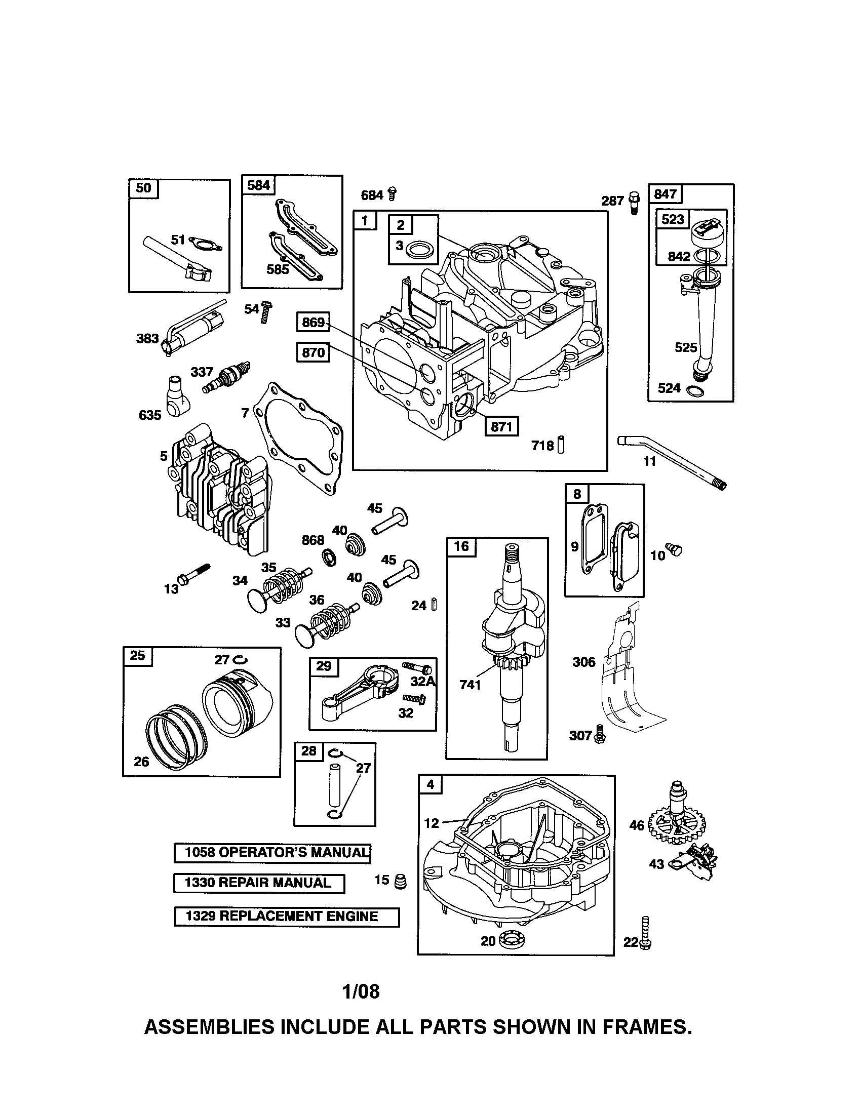 Cylinder/crankshaft/sump