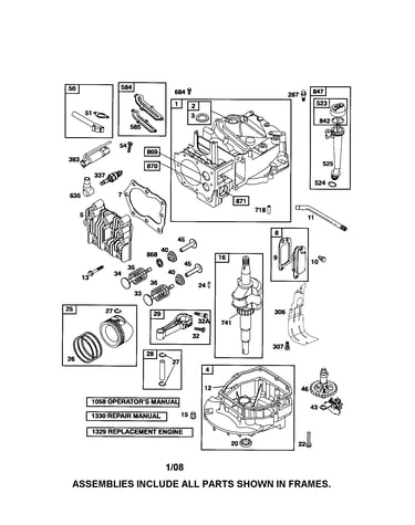 Cylinder/crankshaft/sump