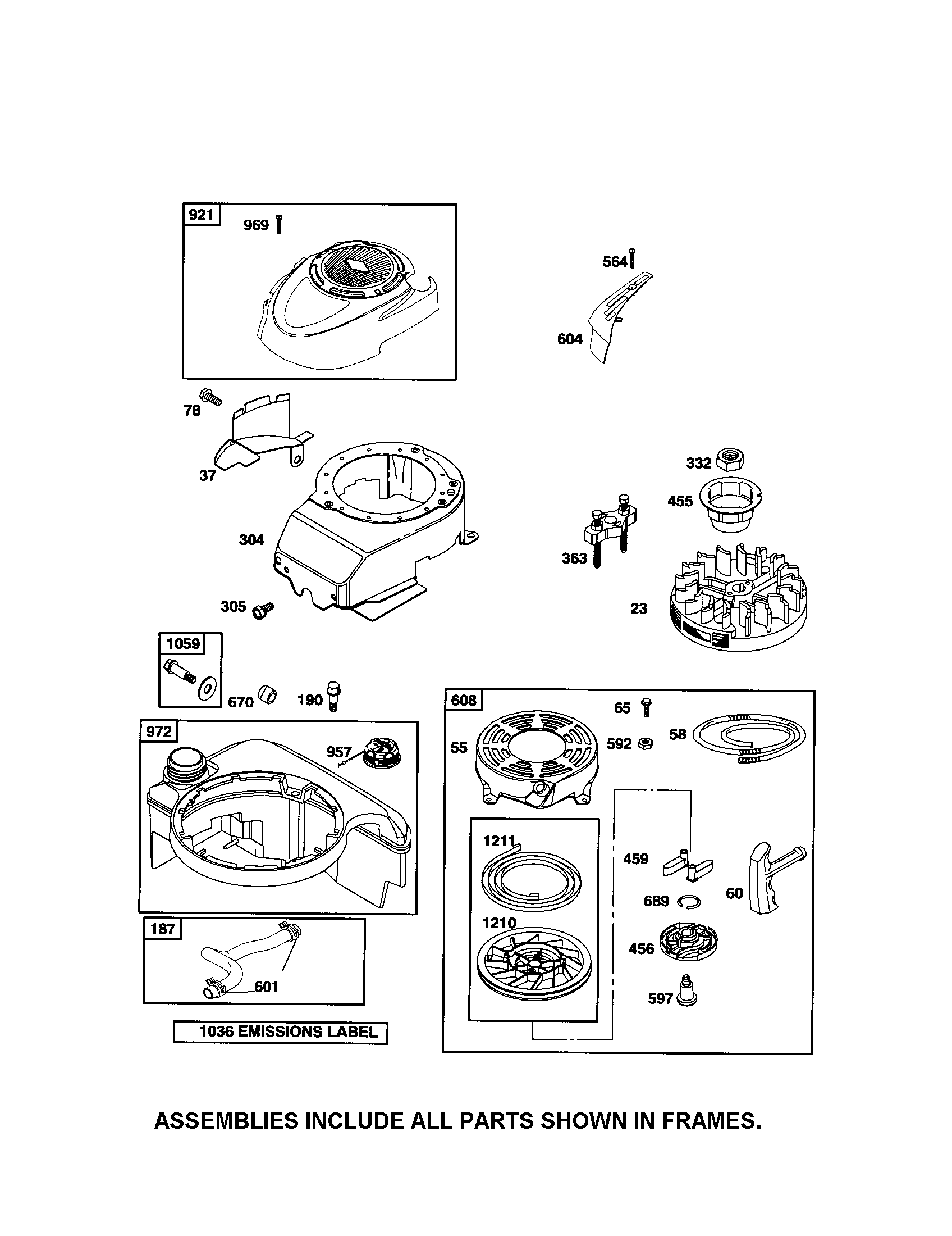 Rewind starter/fuel tank