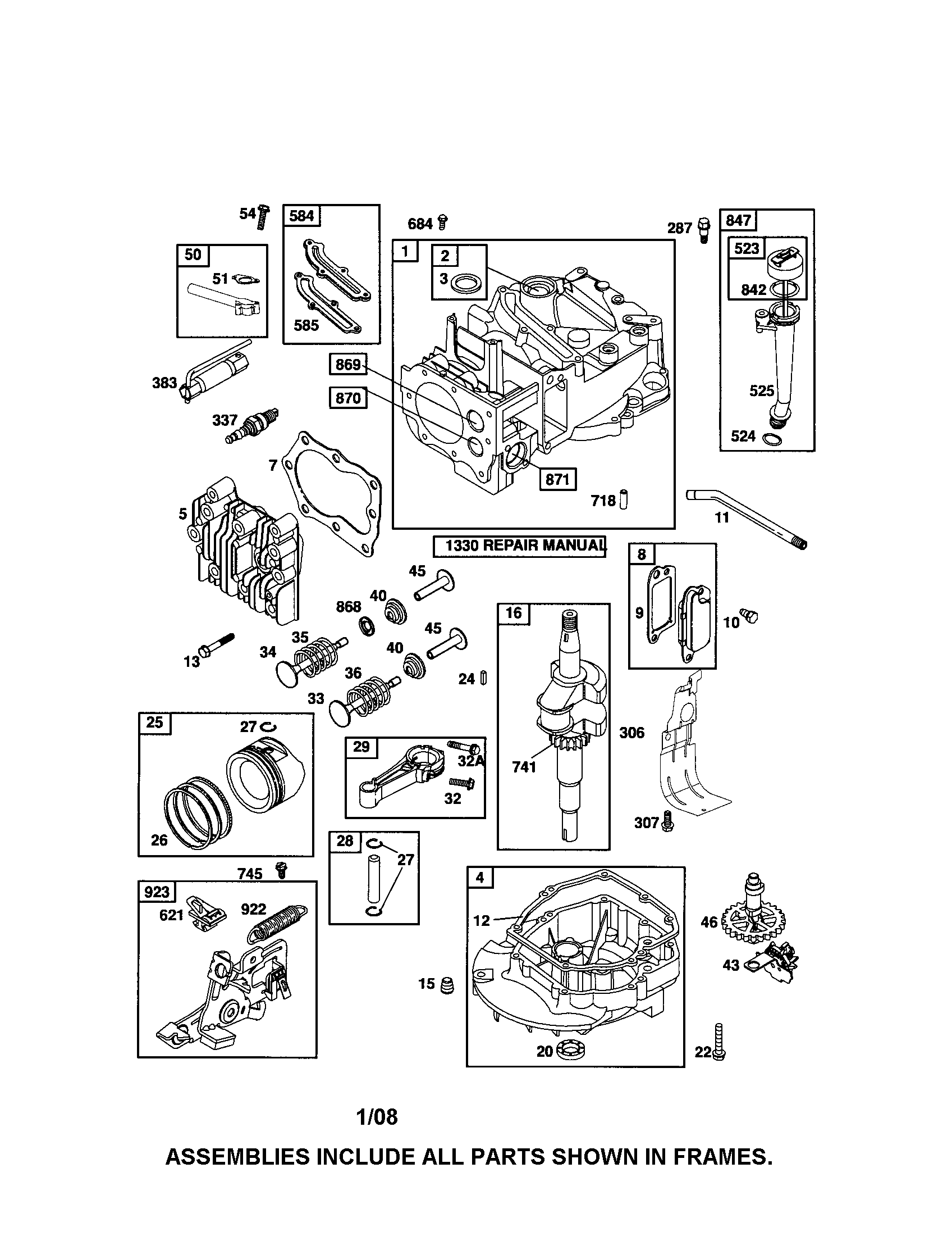 Cylinder/crankshaft/sump