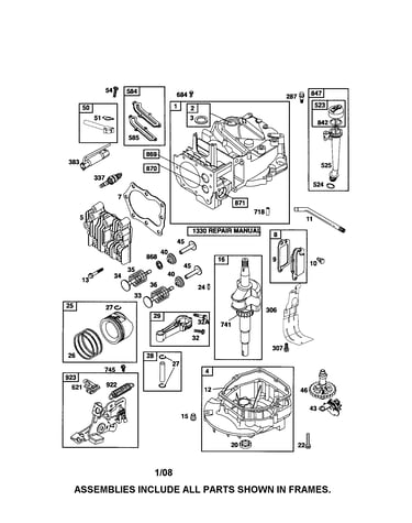 Cylinder/crankshaft/sump