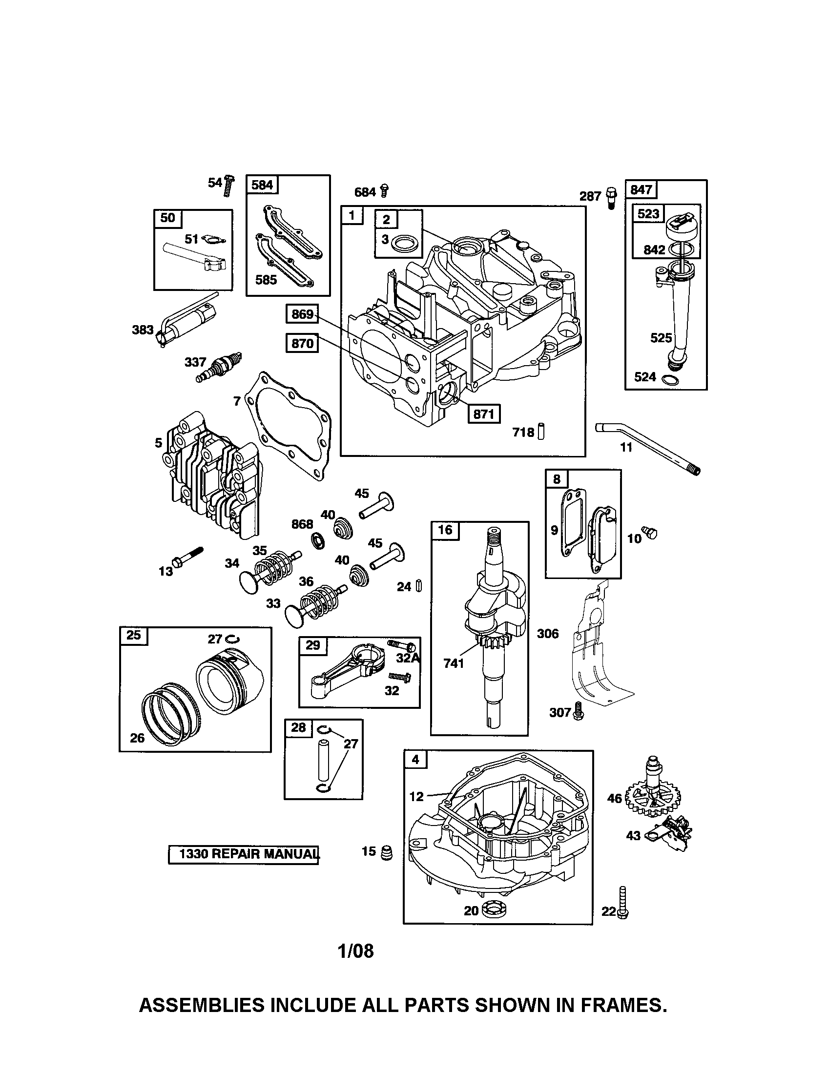 Cylinder/crankshaft/sump