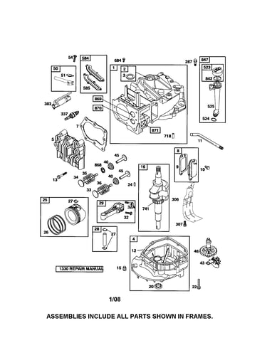 Cylinder/crankshaft/sump