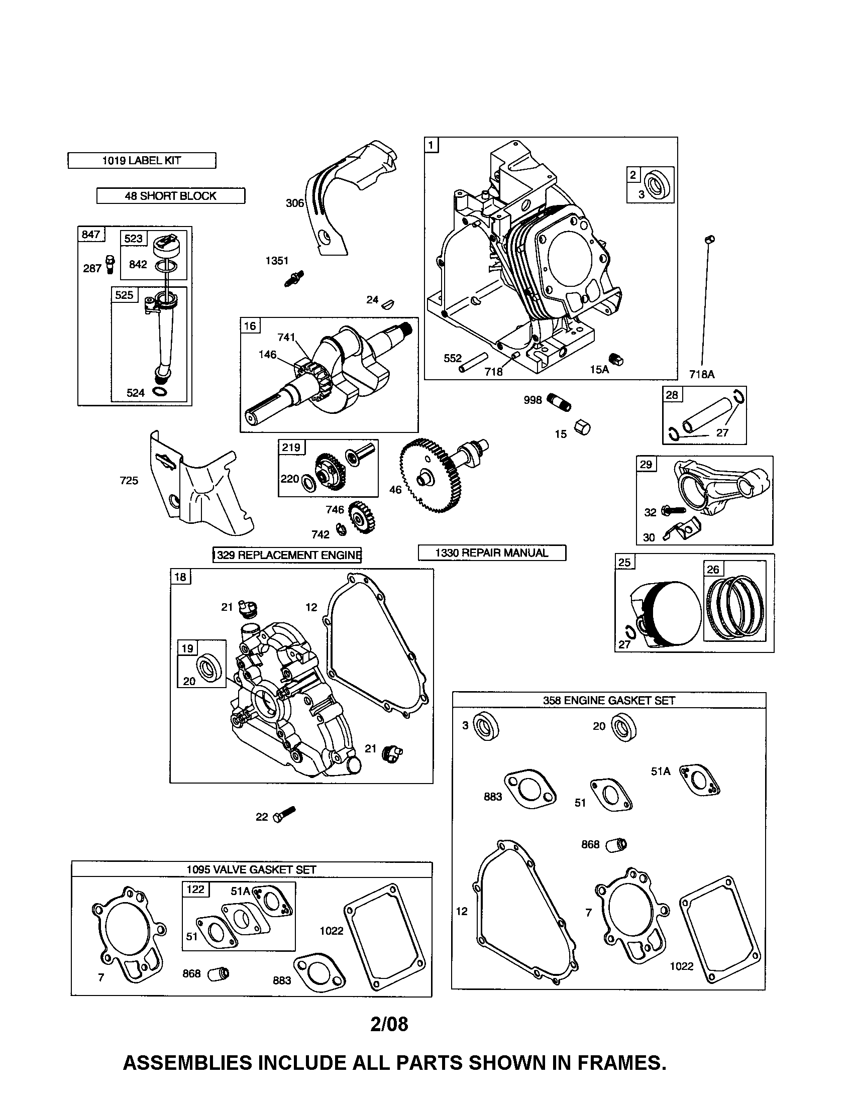 Cylinder/crankshaft/sump