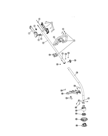 Drive shaft/handle/shield