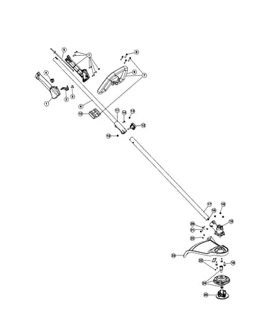 Drive shaft/handle/shield