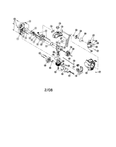Cylinder/fuel tank/muffler