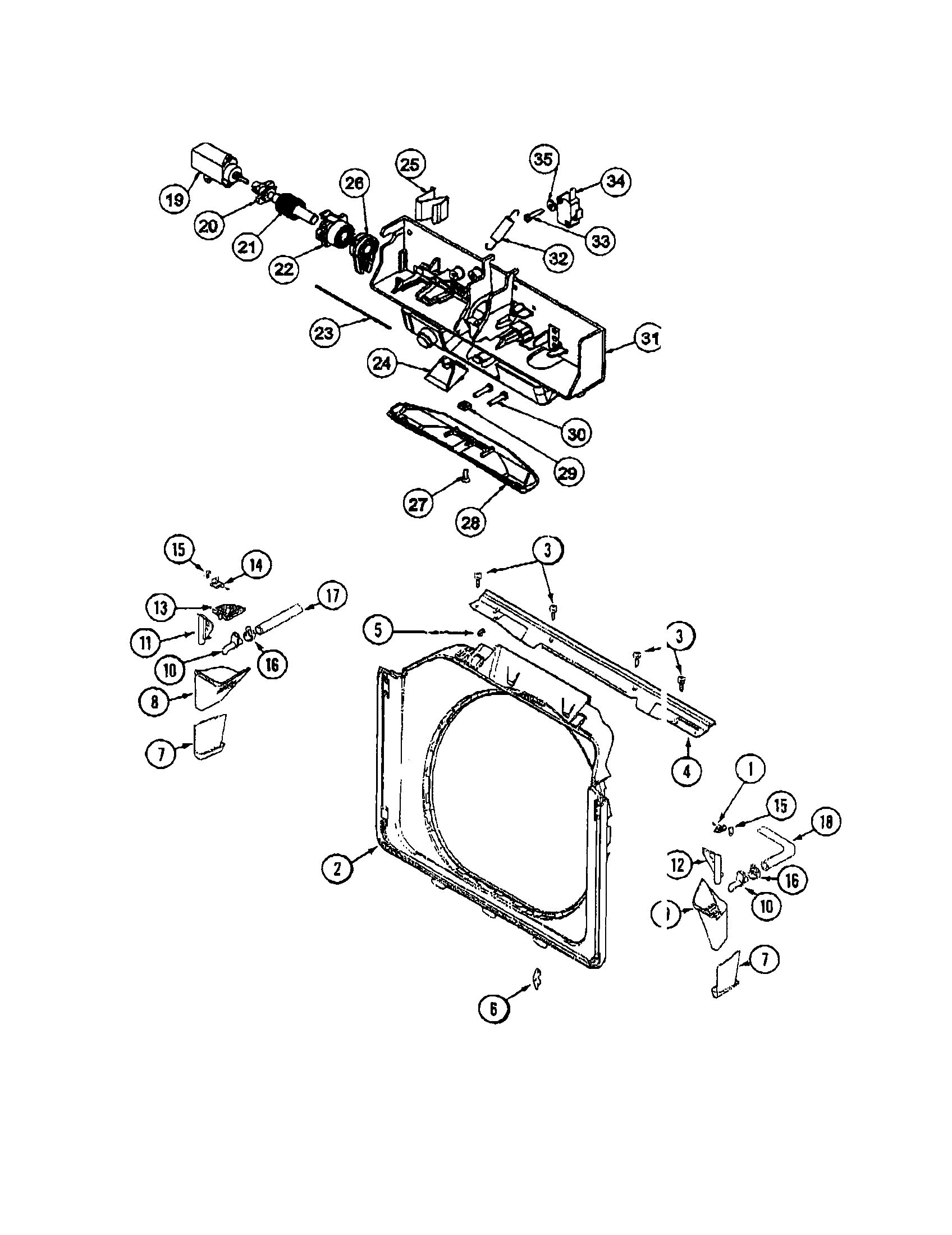 Door shroud/latch (washer)
