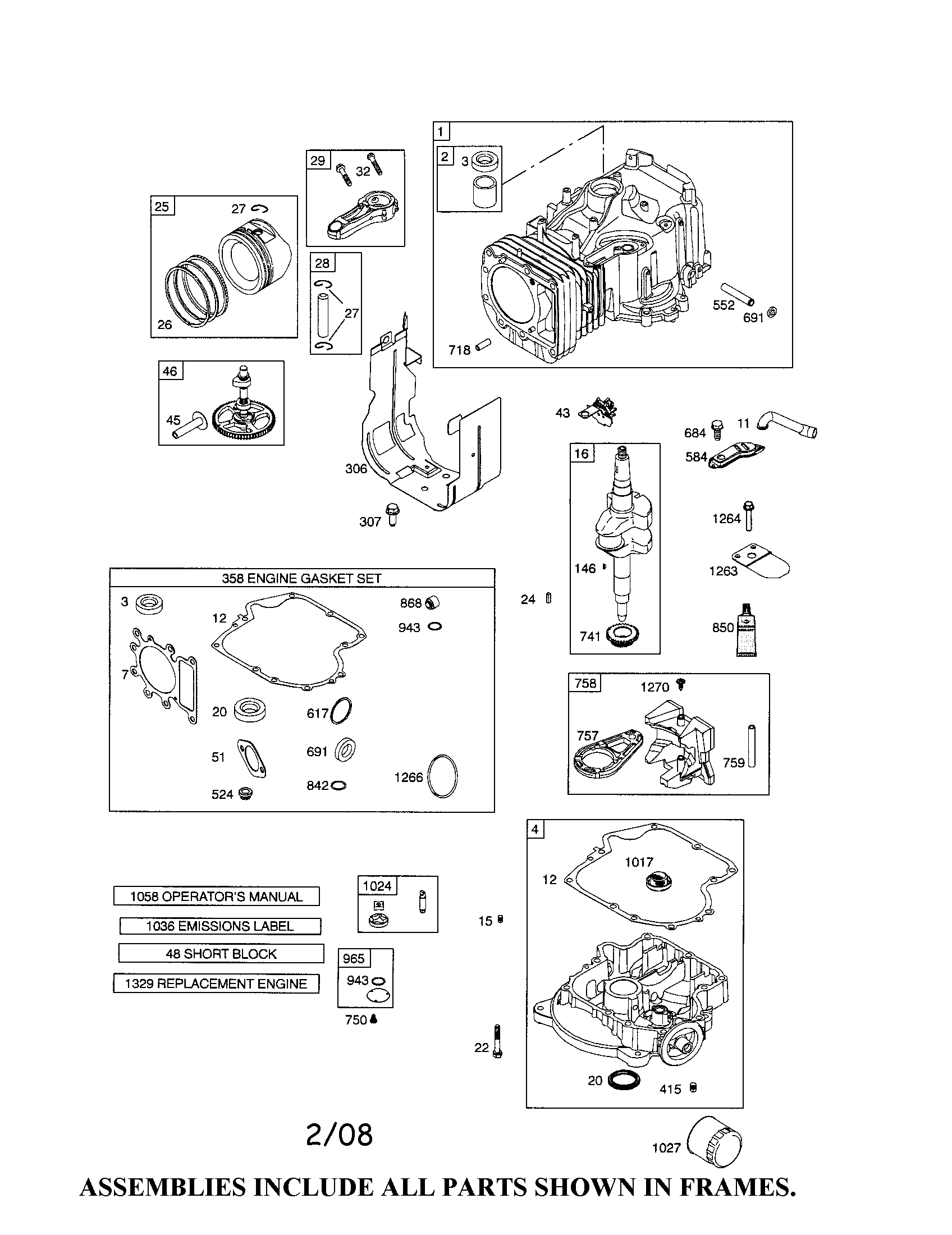Cylinder/crankshaft/sump