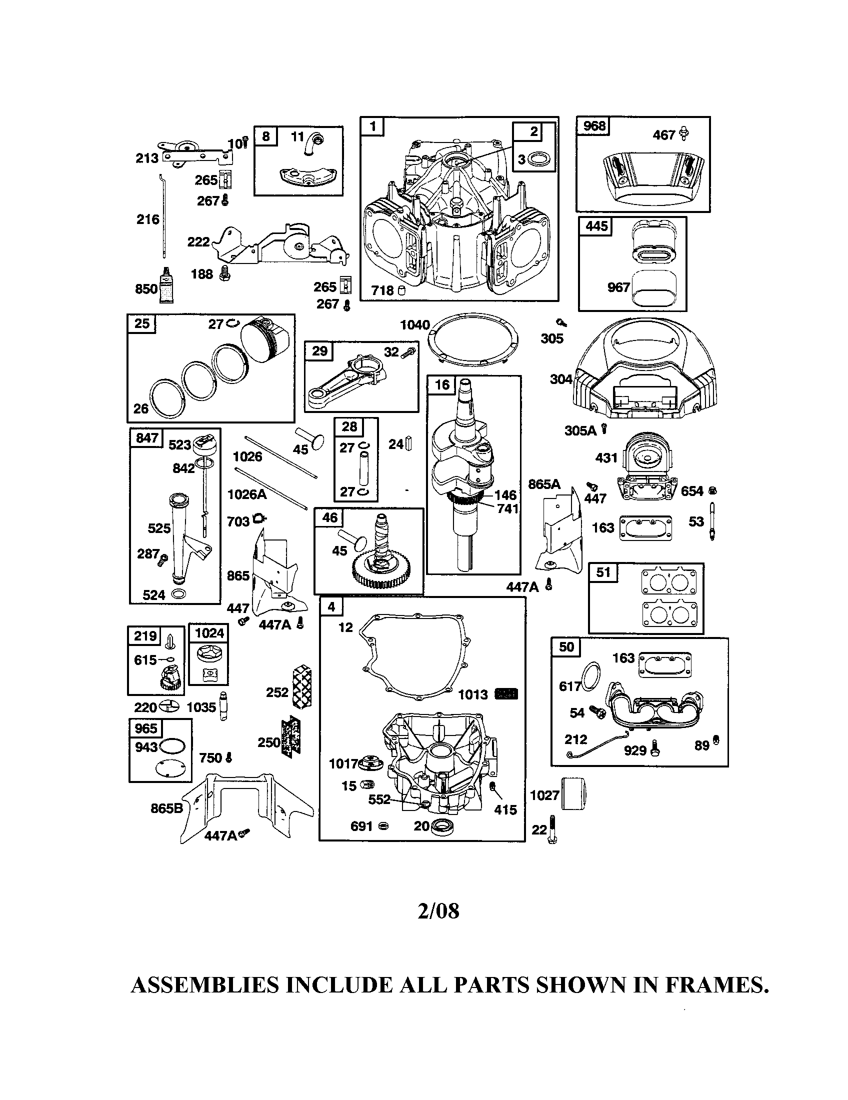 Cylinder/crankshaft/sump