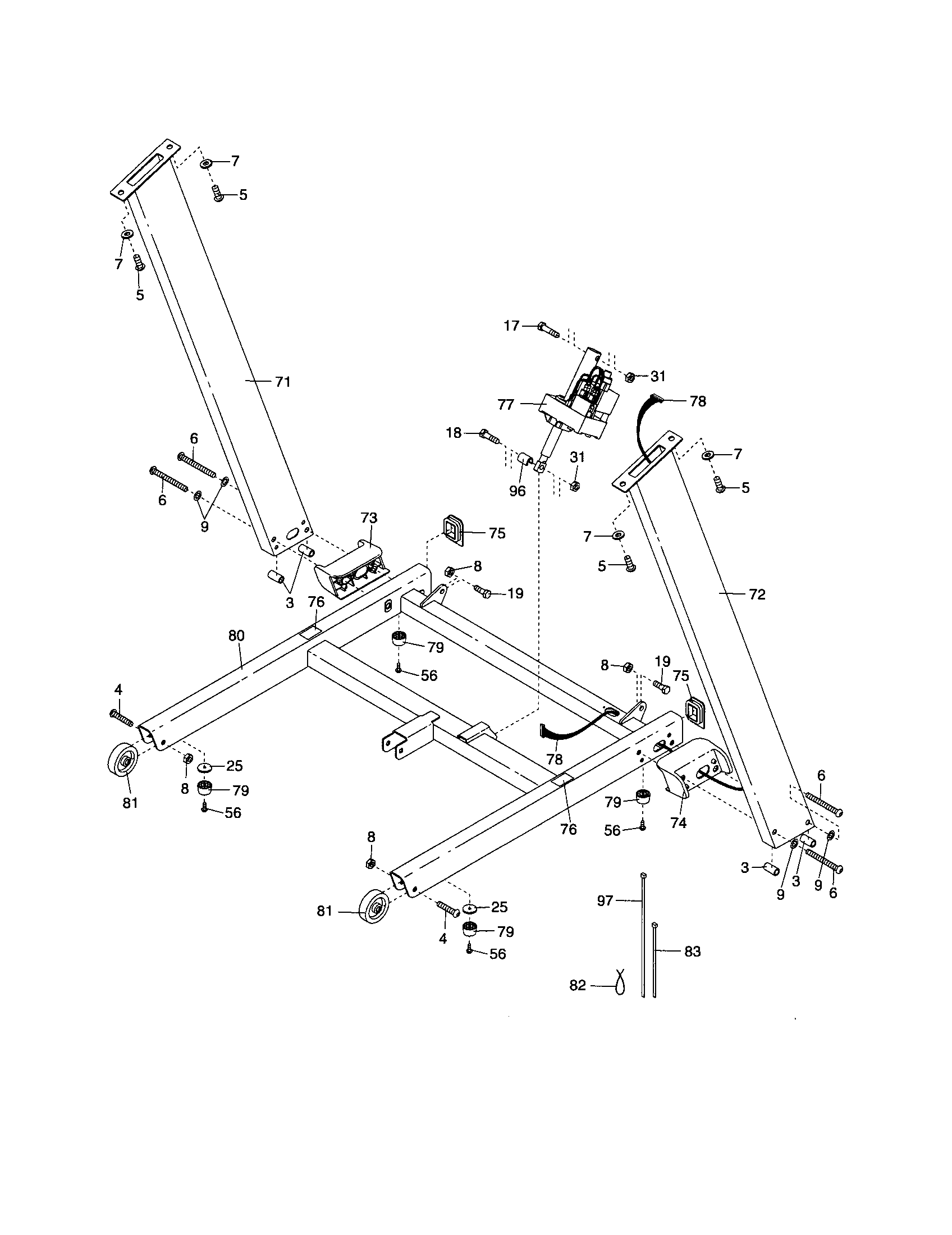 UPRIGHTS/BASE/INCLINE MOTOR