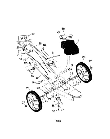 Engine/handle/wheels/tires