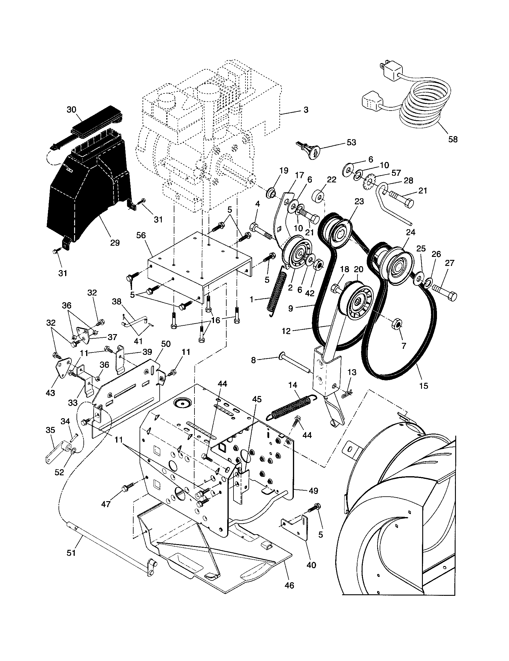Chassis/engine/pulleys