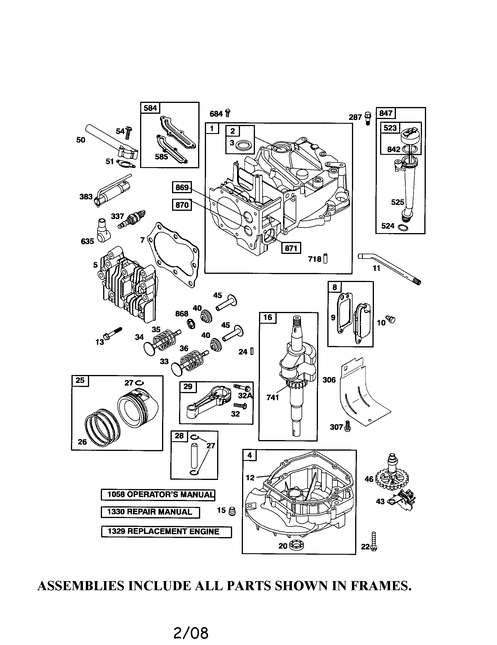 Cylinder/crankshaft/sump