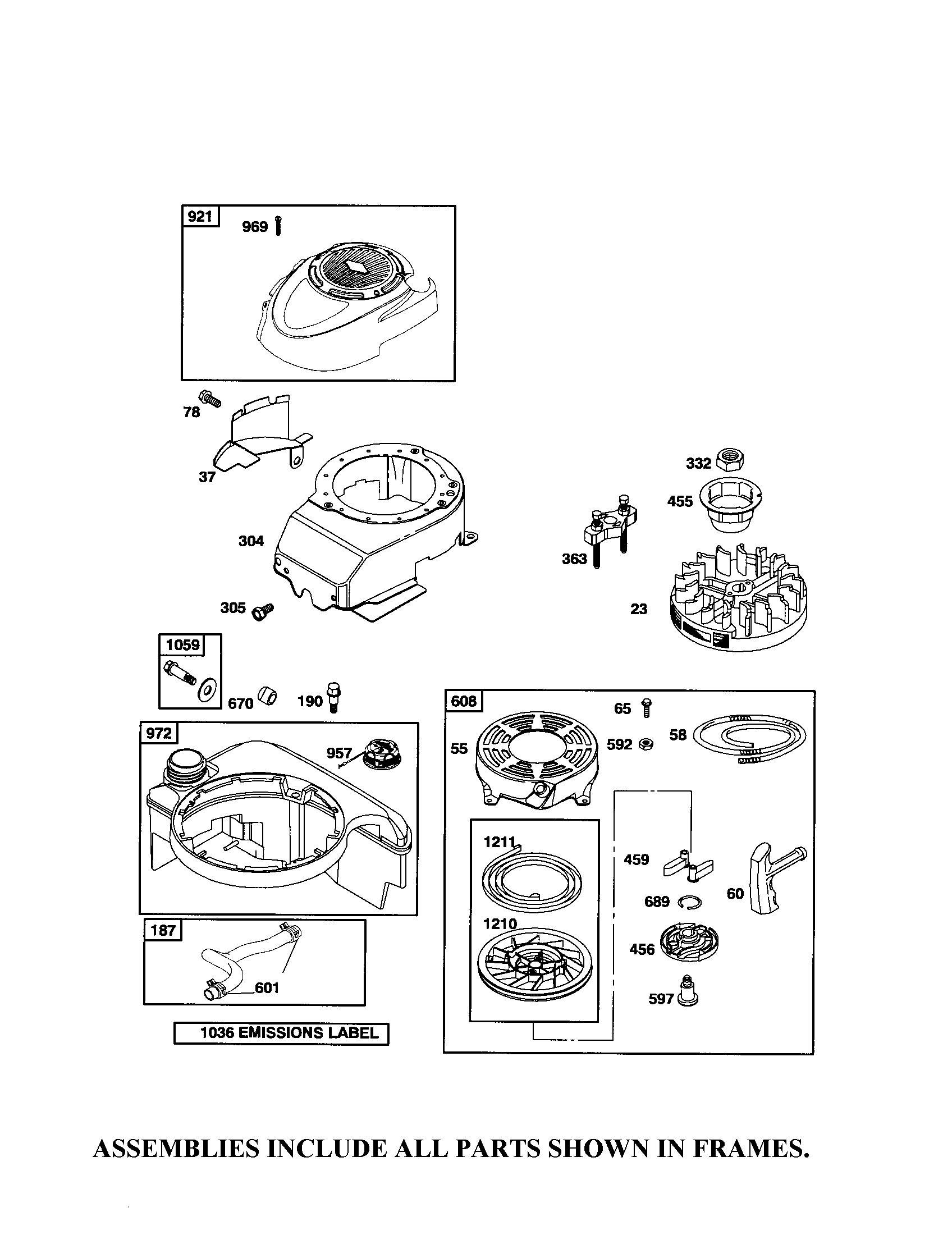 Rewind starter/fuel tank