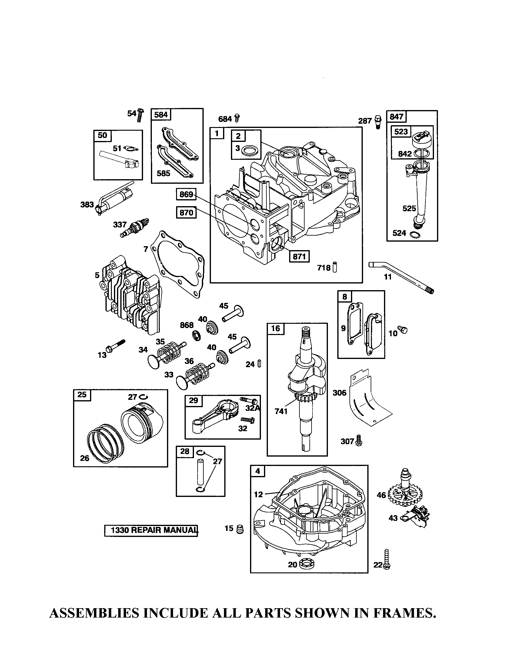Cylinder/crankshaft/sump