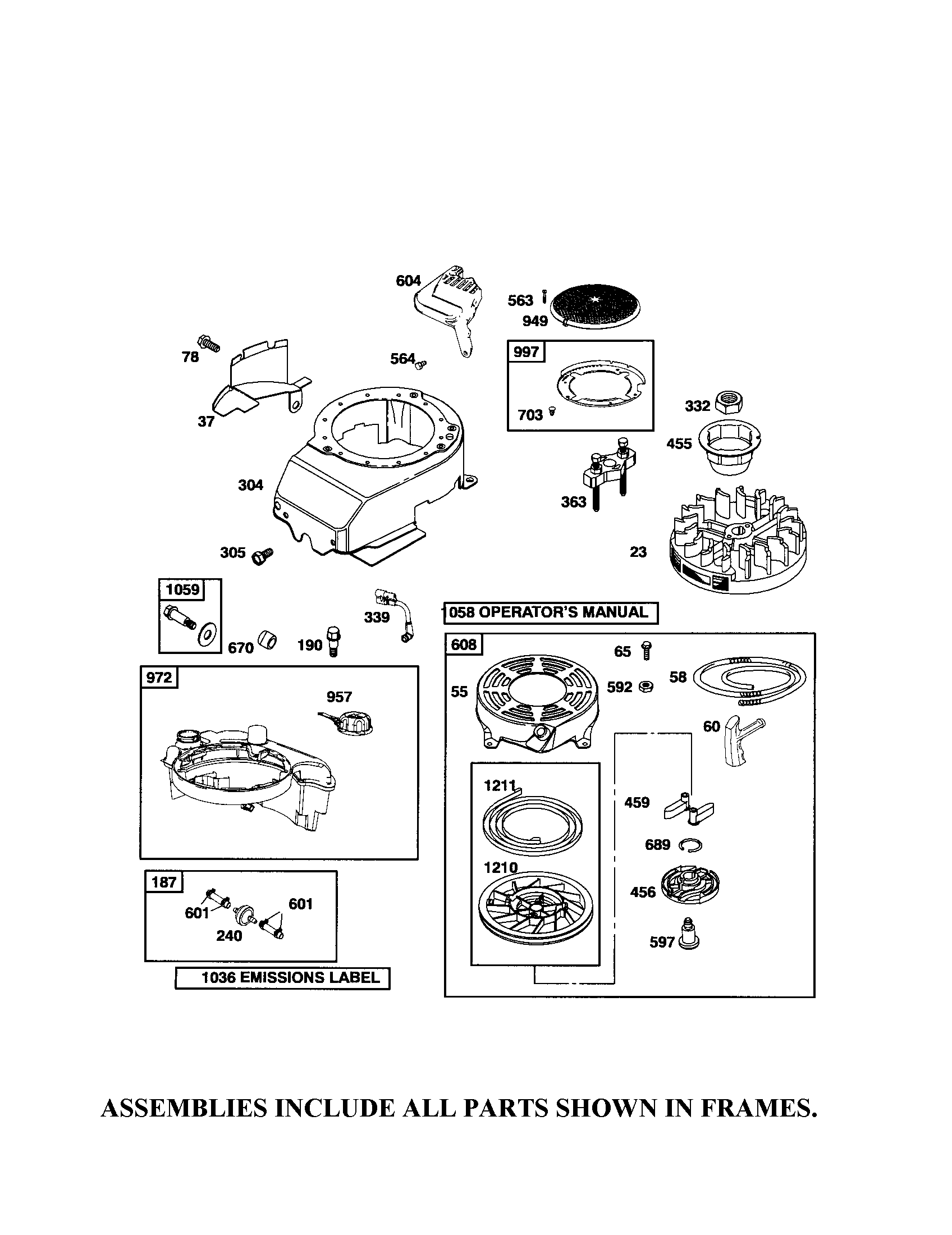 Rewind starter/fuel tank