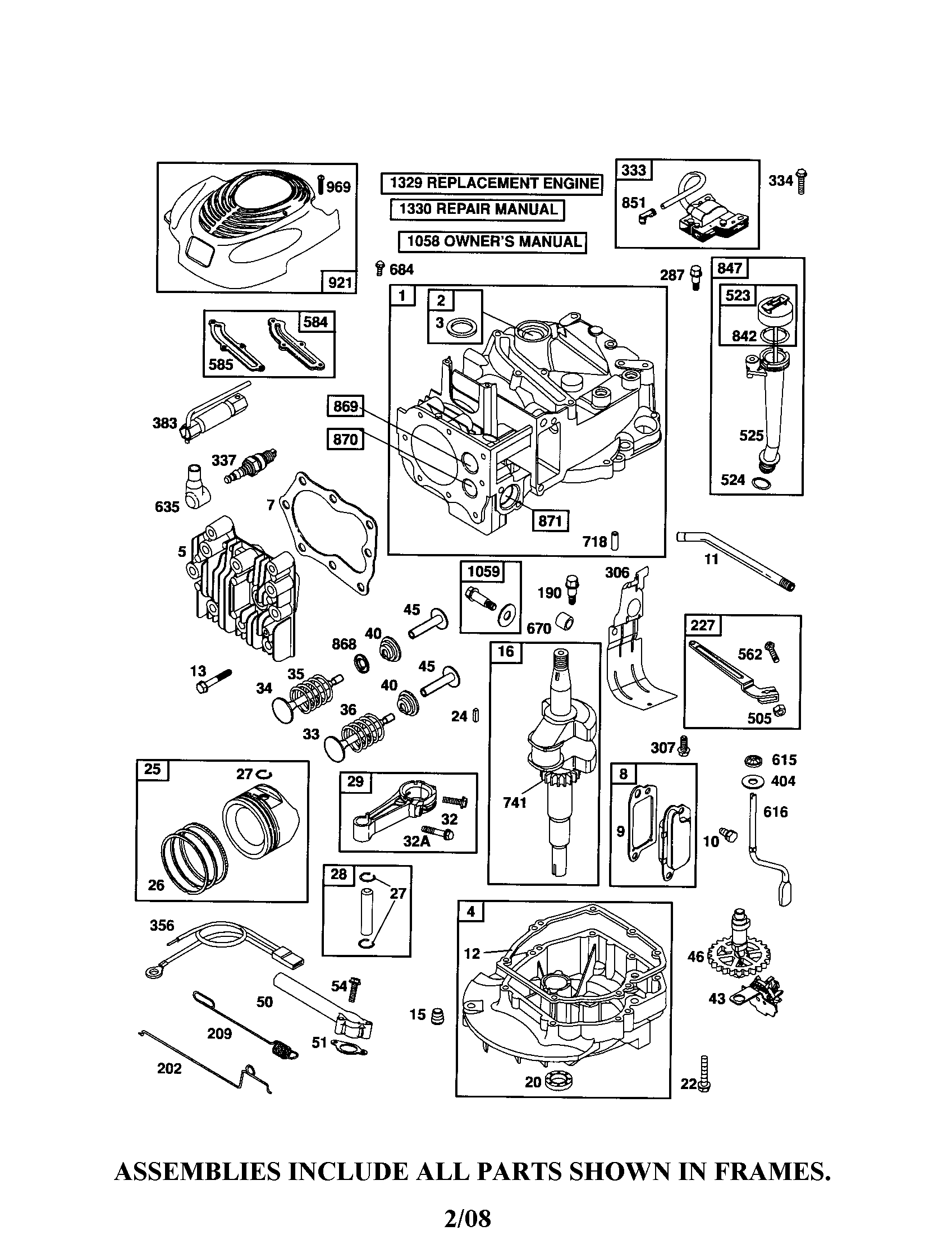 Cylinder/crankshaft/sump