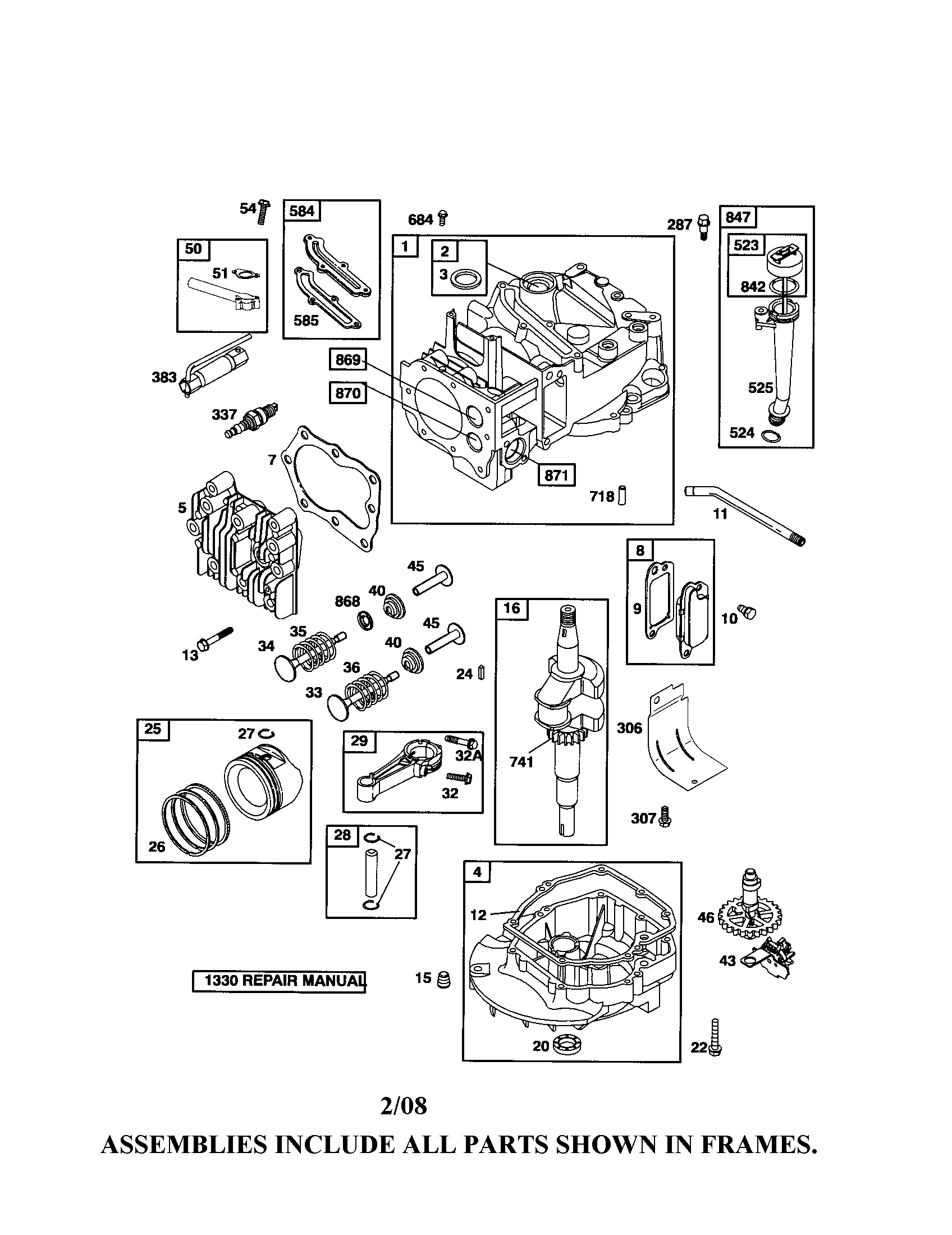 Cylinder/crankshaft/sump