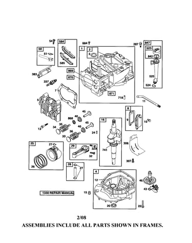 Cylinder/crankshaft/sump