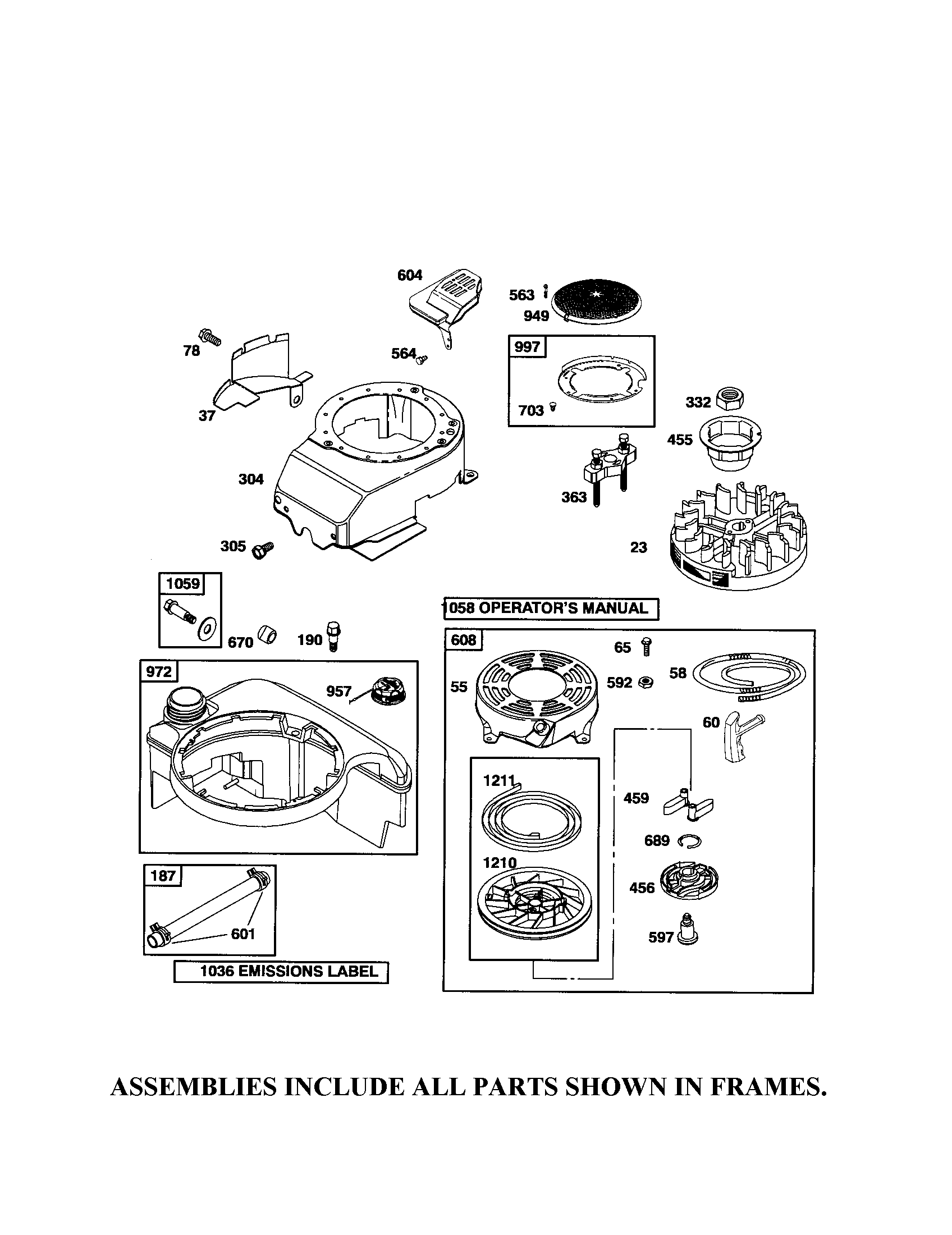 Rewind starter/fuel tank