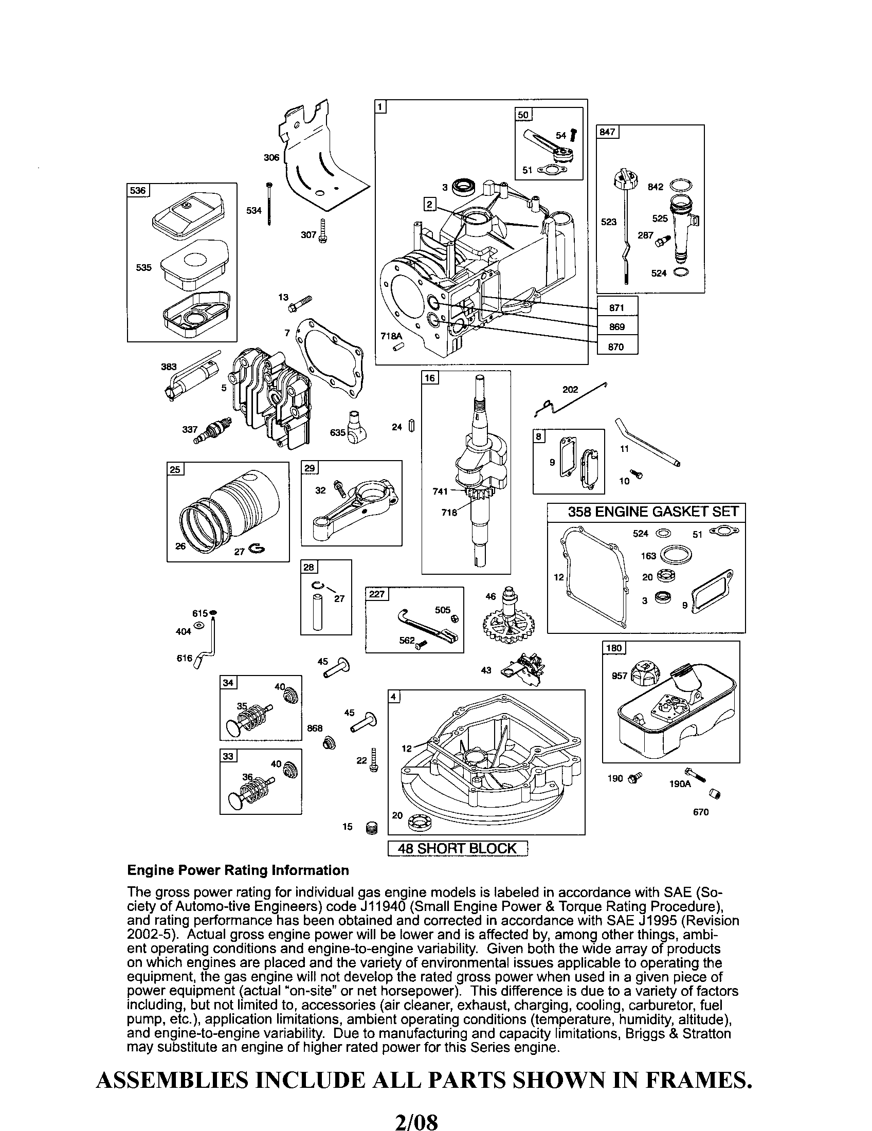 Cylinder/crankshaft/sump