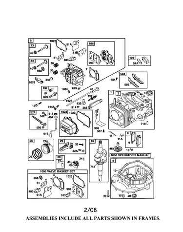 Head-cylinder/crankshaft/sump