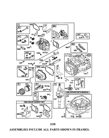 Head-cylinder/crankshaft/sump