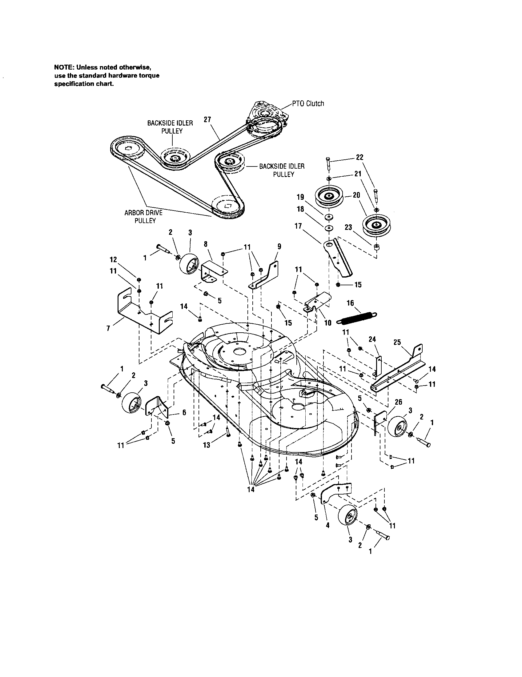 MOWER DECK-CLUTCH/SUPPORT