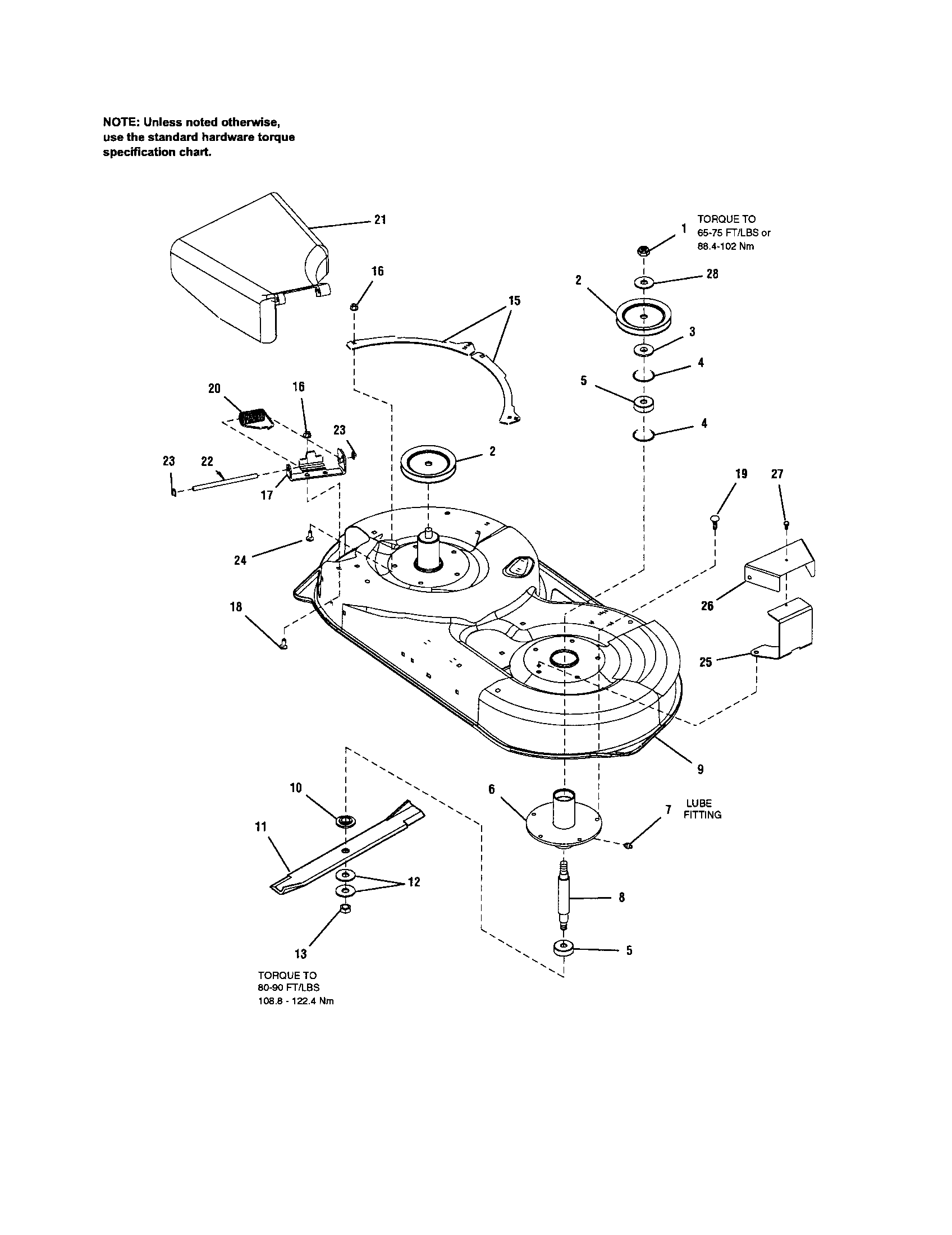 Mower deck-housing/arbor