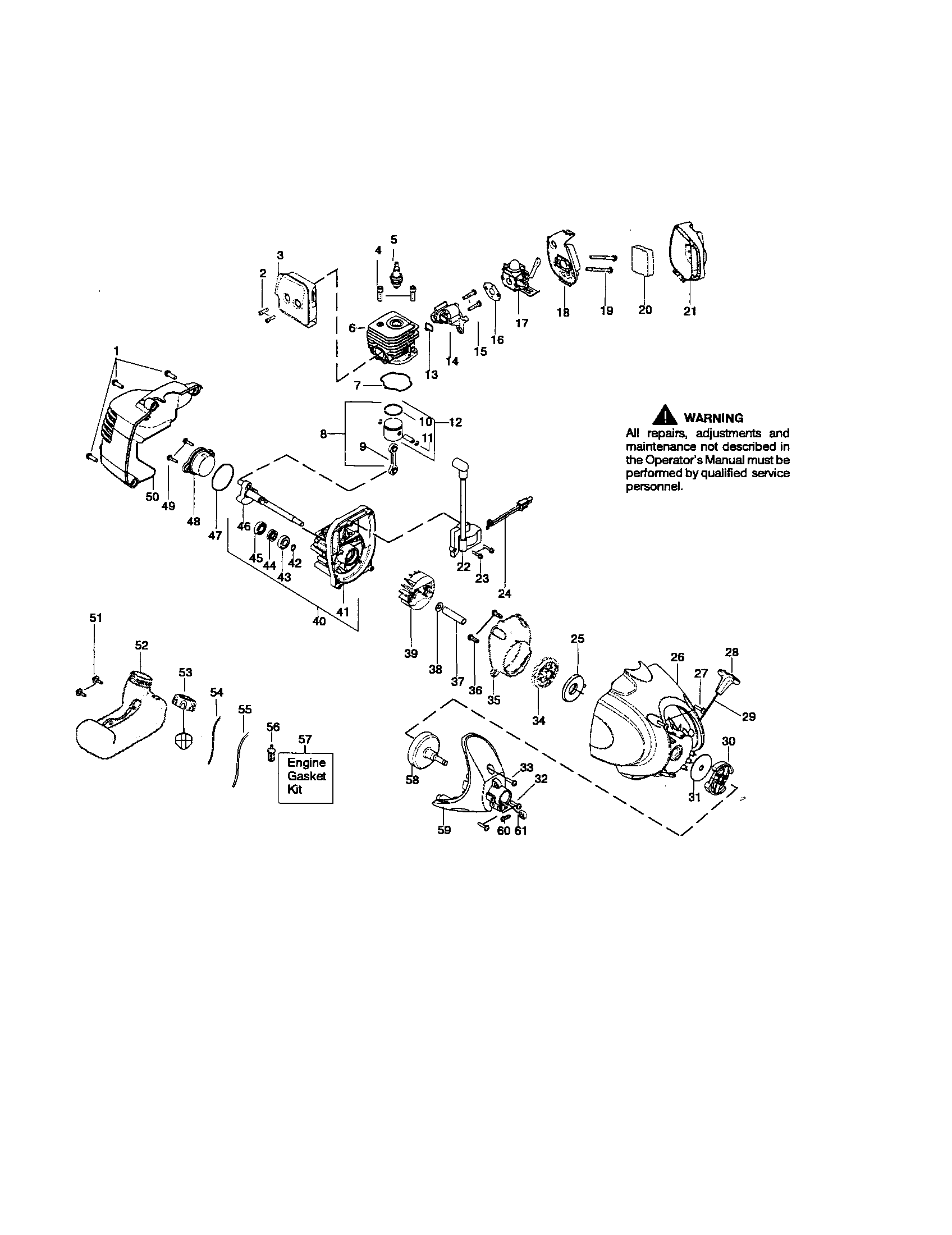 Carburetor/clutch/crankcase