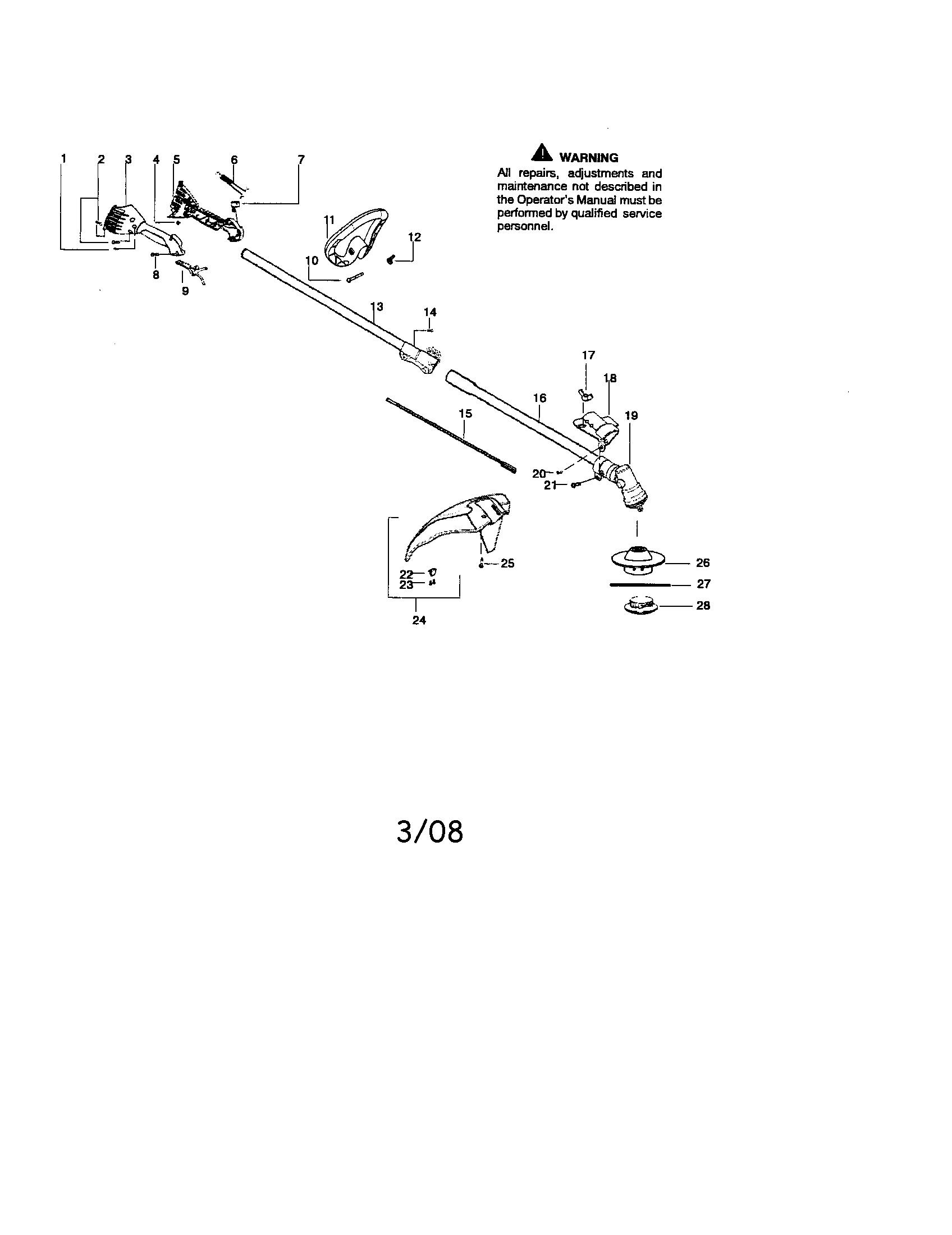 Throttle/shaft/gear box