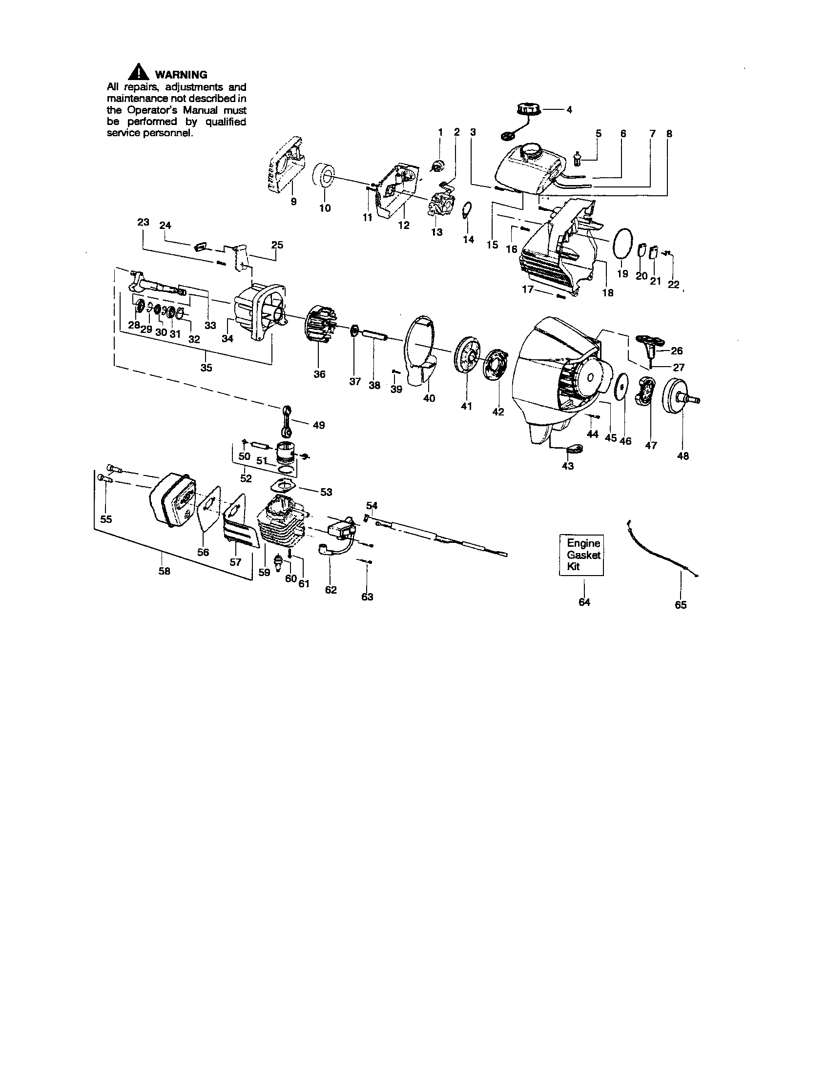 Carburetor/fuel tank/muffler